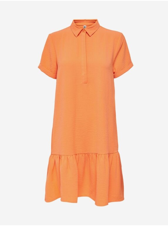 Oranžové košilové šaty s volánem JDY