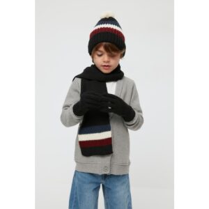 Trendyol Claret Red Color Block Boy Kid Scarf Beanie Glove