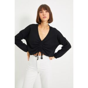 Trendyol Black Pleated Knitted