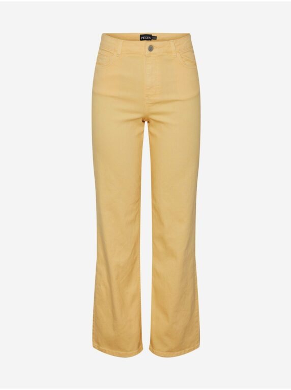 Žluté dámské široké džíny Pieces