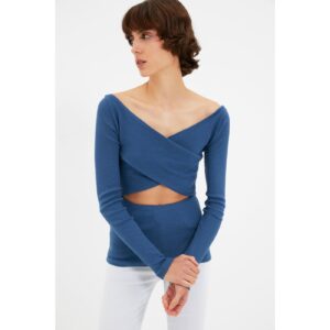 Trendyol Indigo Cut Out Detailed Knitted