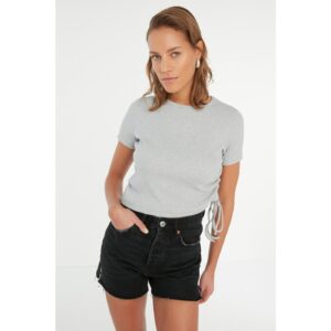Trendyol Gray Recycle Corduroy Crop Knitted