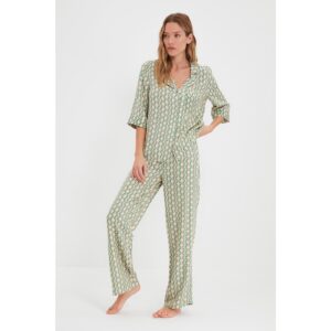 Trendyol Multi Colored Retro Patterned Viscose Woven Pajamas