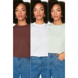 Trendyol Multicolored Crew Neck 3-Pack Knitted