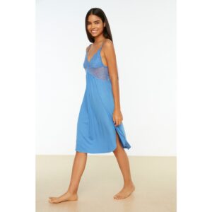 Trendyol Blue Lace Back Detailed Viscose Knitted