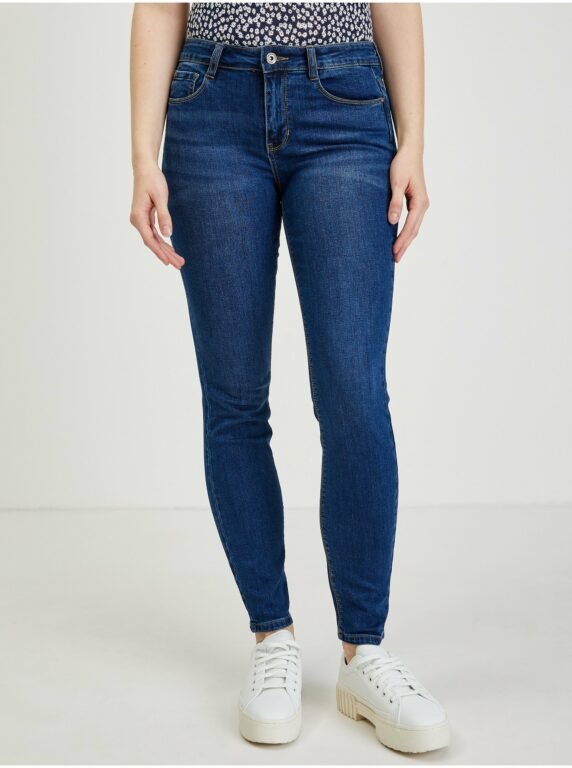 Tmavě modré dámské skinny fit džíny
