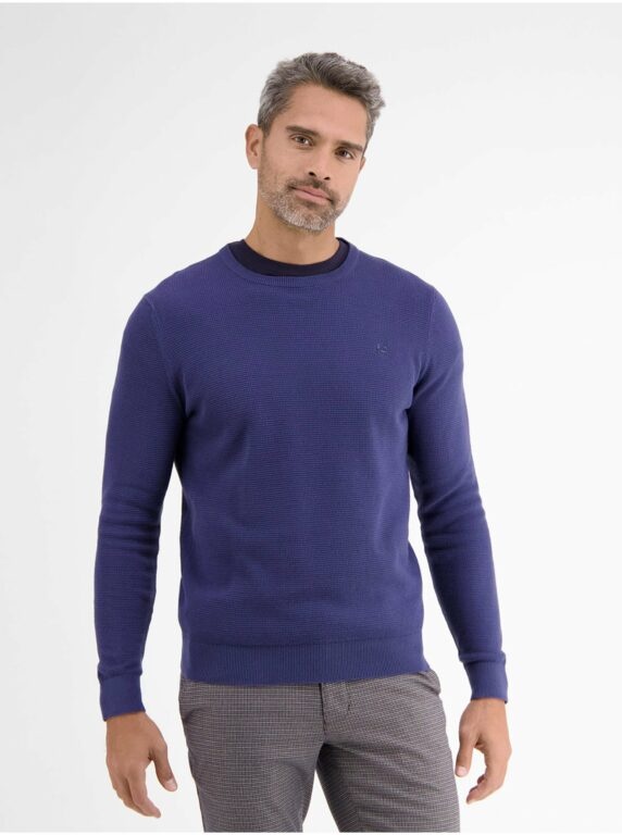 Tmavě modrý pánský basic svetr
