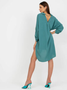 Every day turquoise dress with a button