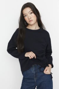 Trendyol Navy Ruffle Detailed Knitted