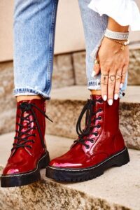 Women's Flat Boots Red