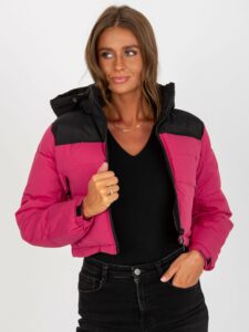 Black and red short winter jacket