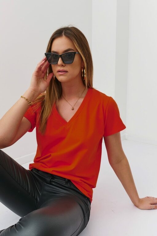 Oranžové jednobarevné dámské tričko
