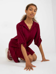 One size burgundy shirt dress with