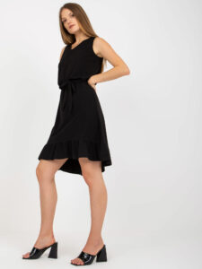 Black cotton basic dress with a