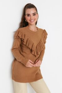 Trendyol Brown Front Frill Detailed