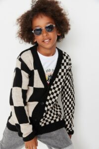 Trendyol Black Checkered Boy Knitwear