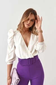 Wrap blouse with a tie on