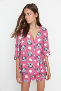 Trendyol Lilac Koala Patterned Woven Pajamas