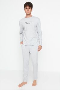 Trendyol Men's Gray Printed Regular Fit