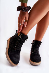 Leather Booties On The Platform Black
