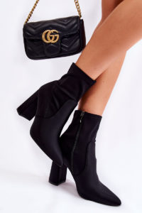 Women's Material Boots On Heel Black
