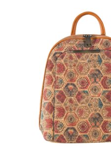 Pink patterned cork backpack