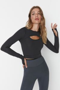 Trendyol Anthracite Cut Out Detailed Crop