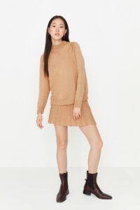 Trendyol Mink Sweater Frilly Skirt