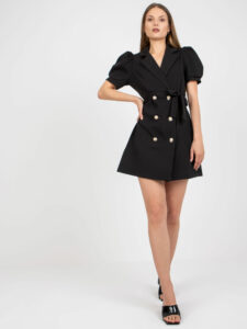 Black mini cocktail dress with a