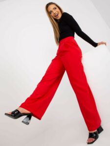 Red wide fabric trousers with