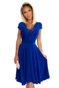 381-3 LINDA - chiffon dress with lace neckline -