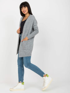 Gray classic cardigan with pockets