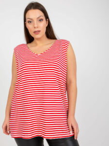 Plus size white and red striped