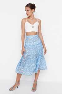 Trendyol Blue Printed Skirt