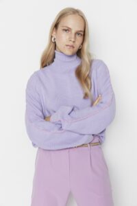 Trendyol Lilac Embroidery Detailed Knitwear