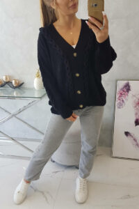 Buttoned sweater with a decorative