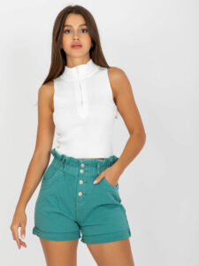 Women's turquoise denim shorts with