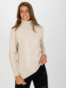 Beige women's turtleneck sweater