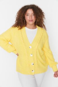Trendyol Curve Yellow Knitted Detailed V