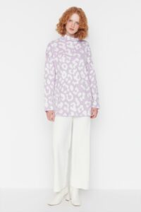 Trendyol Lilac Leopard Patterned Knitwear Bottom-Top