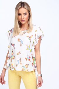 Cream blouse with colorful