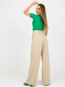 Beige wide trousers made of fabric with