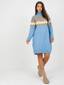 Blue knitted dress with
