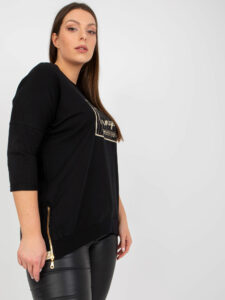 Black plus size blouse with 3/4