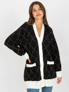 Black loose cardigan with RUE