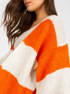 Ecru-orange loose knitted cardigan