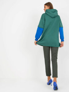 Dark green women's basic sweatshirt with a RUE PARIS cotton
