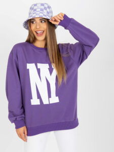 Purple sweatshirt with a printed design without