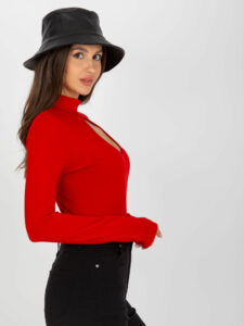 A red cotton blouse with a basic