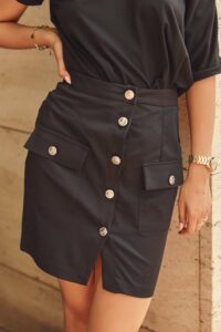 Buttoned mini skirt black